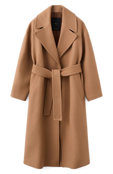 Belted Wool Blend Coat (Regular & Plus)