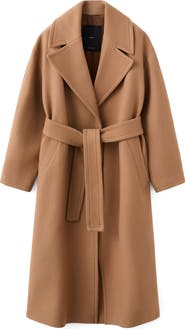 MANGO Belted Wool Blend Coat