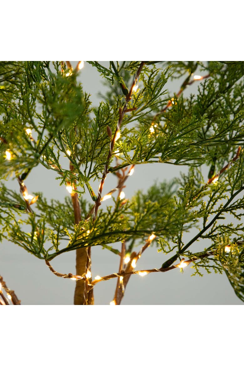 3-ft Lighted Artificial Cypress Tree with 120 Warm White LED Lights, Alternate, color, Green