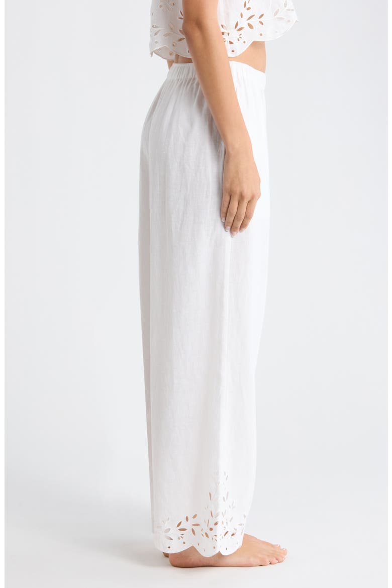 Embroidered Eyelet Linen Pants, Alternate, color, SINCERE WHITE