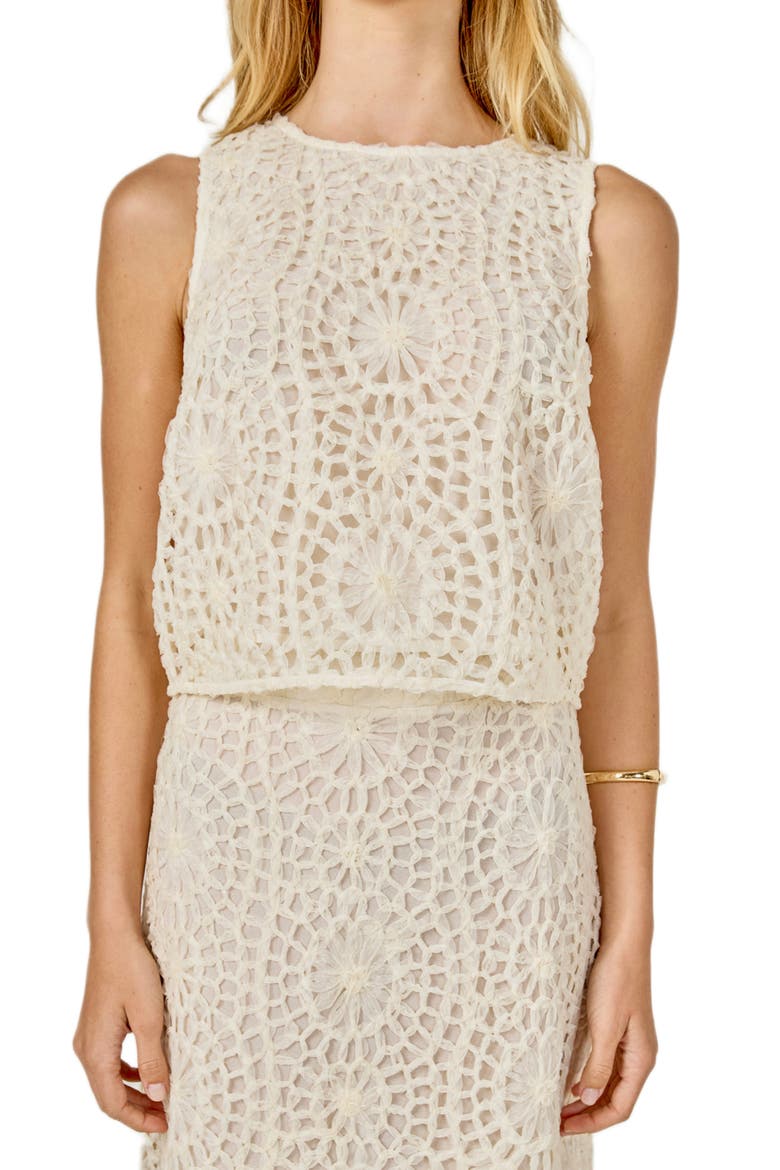 Texture Sleeveless Crop Top, Alternate, color, CREAM