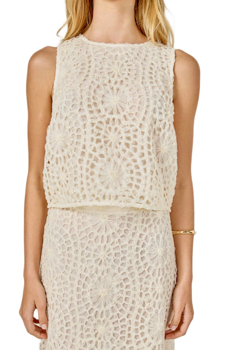 Endless Rose Texture Sleeveless Crop Top, Alternate, color, Cream