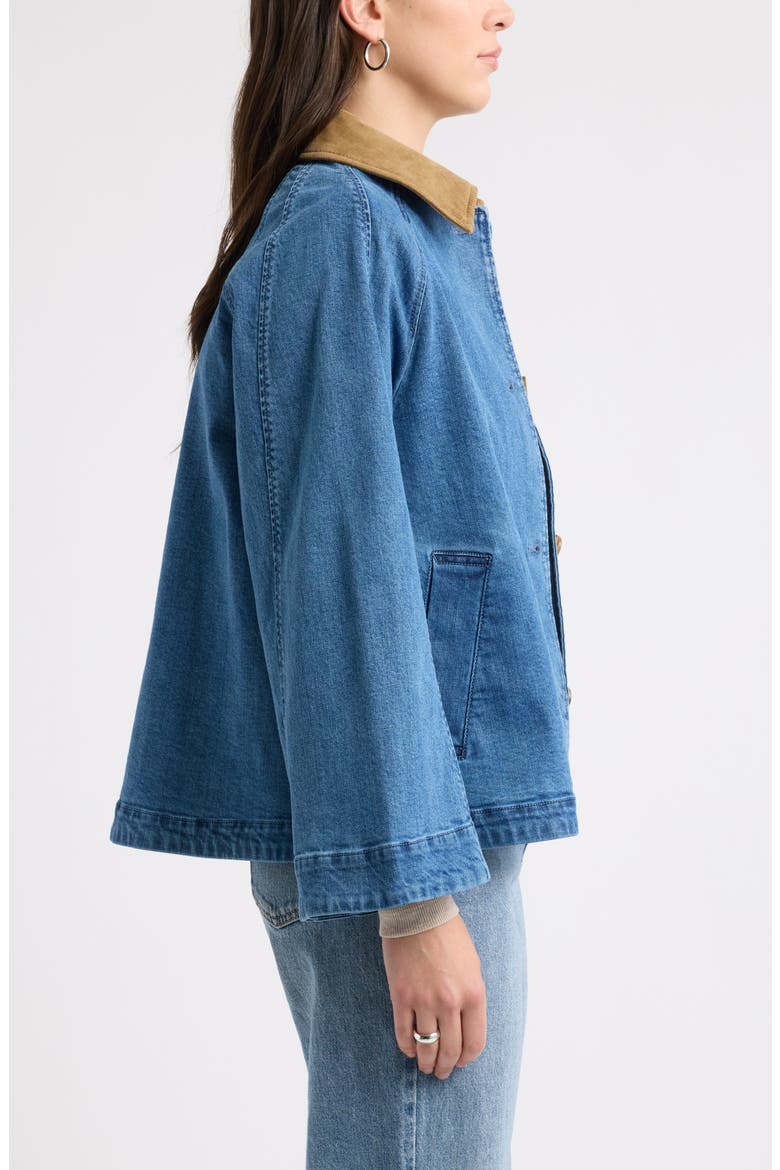 Swing Crop Denim Trench Coat, Alternate, color, MEDIUM WASH