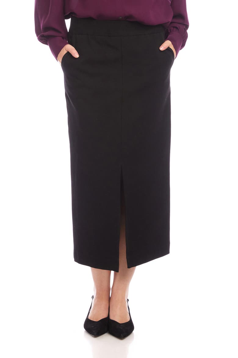 Lizbeth Straight Midi Skirt, Main, color, BLACK