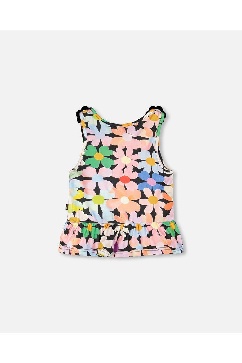 Sleeveless Jersey Flowers Tank Top, Alternate, color, Black Floral Print
