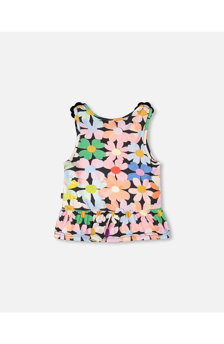 Deux par Deux Sleeveless Jersey Flowers Tank Top, Alternate, color, Black Floral Print