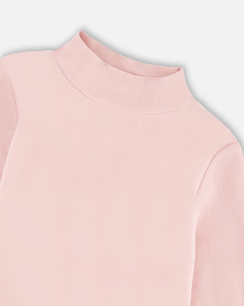 Deux Par Deux Super Soft Ribbed Mock Neck Top In Pink