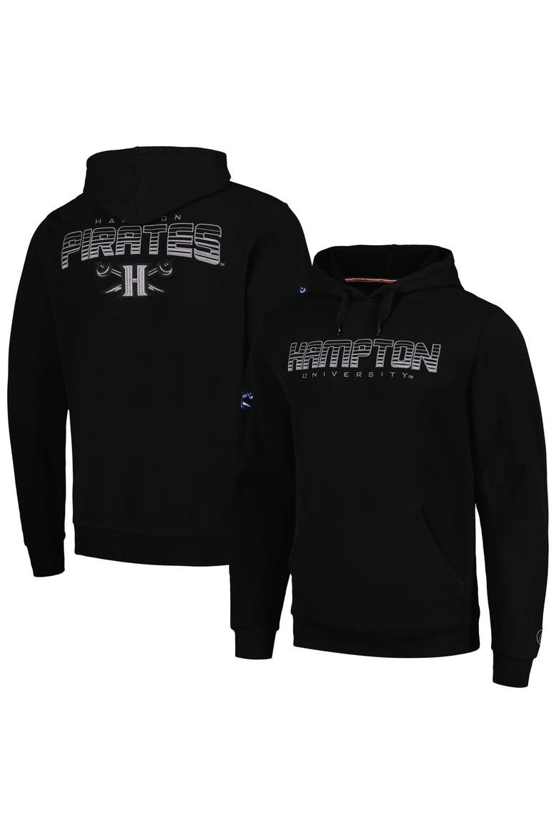 Men's FISLL  Black Hampton Pirates Puff Print Sliced Pullover Hoodie, Main, color, Black