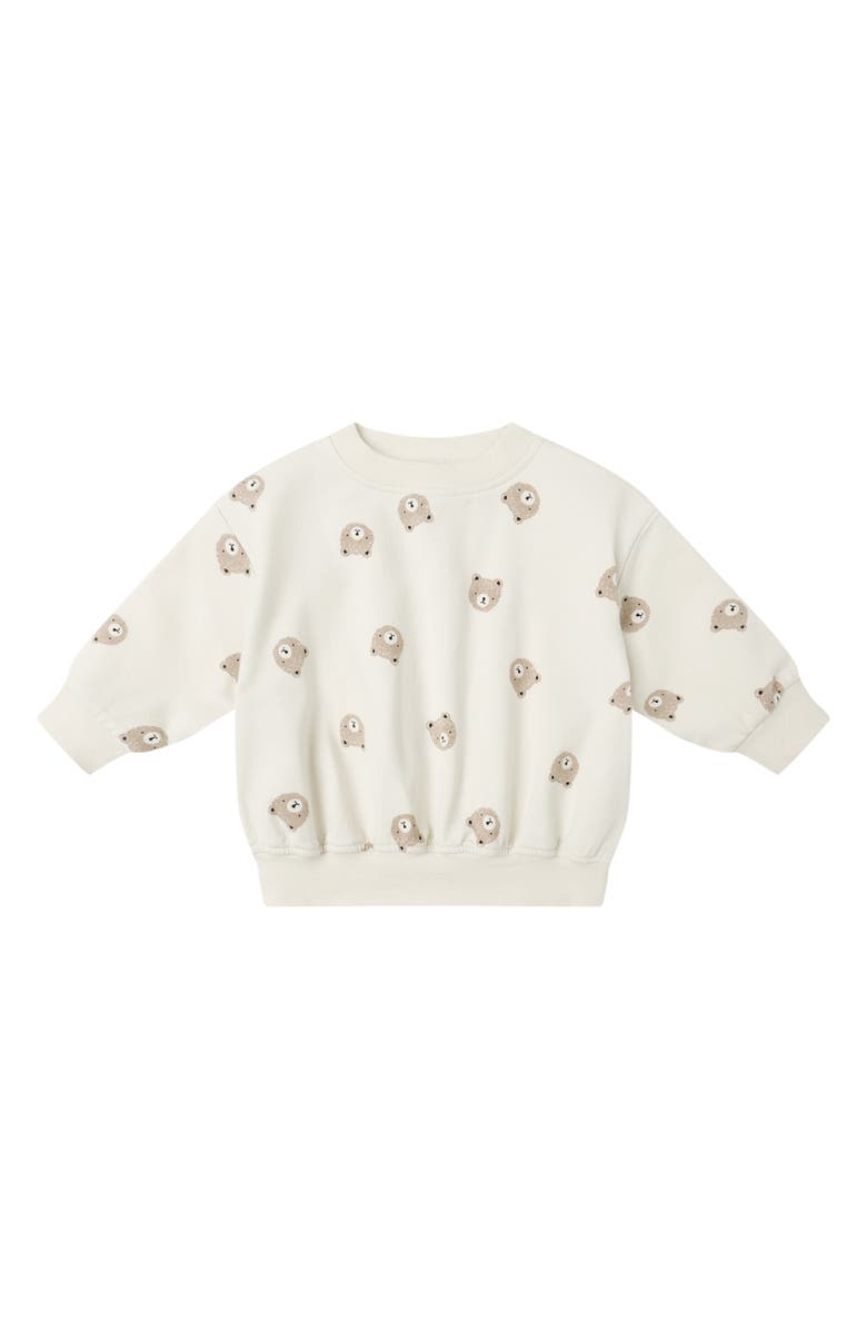 QUINCY MAE Brown Bear Relaxed Fit Stretch Organic Cotton Sweatshirt, Main, color, Natural