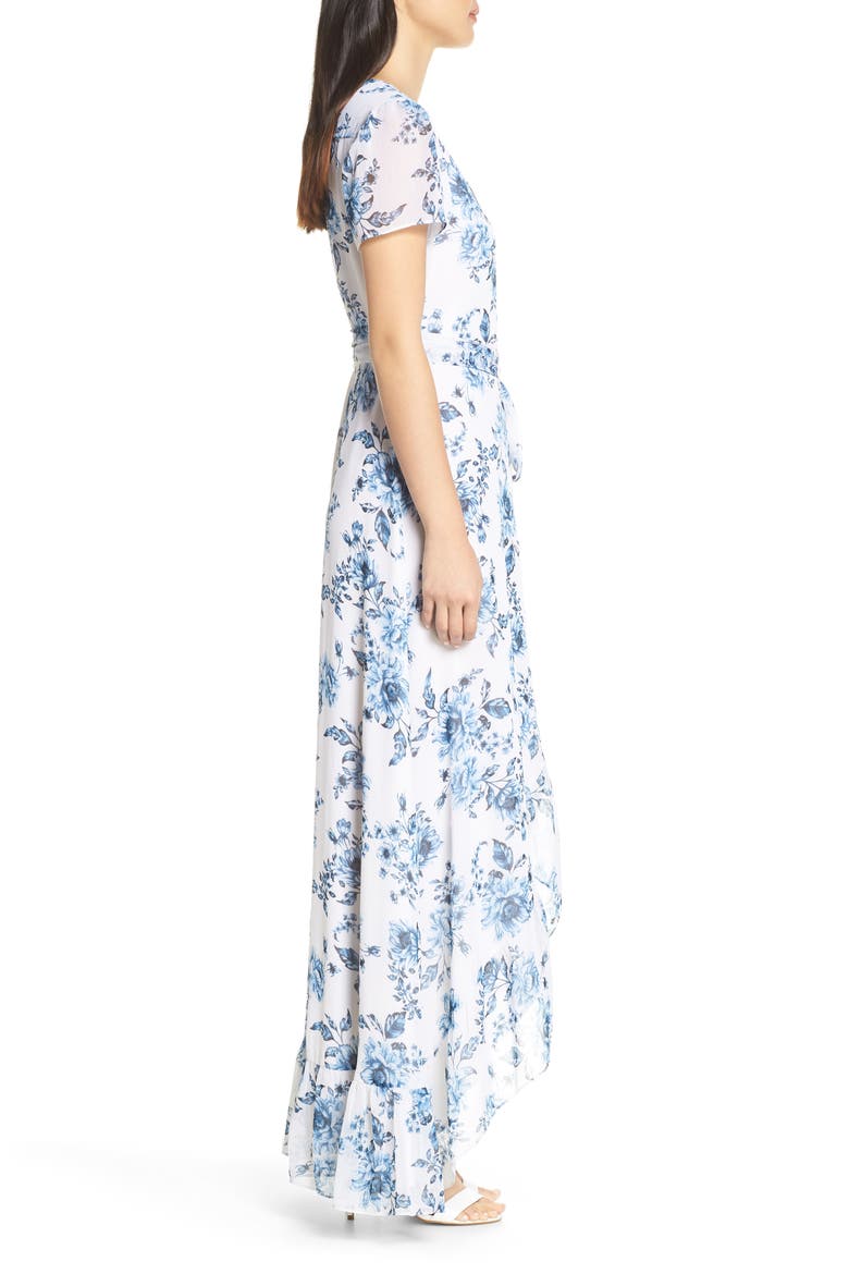 The Natasha Floral Wrap Maxi Dress, Alternate, color, BLUE TOILE FLORAL