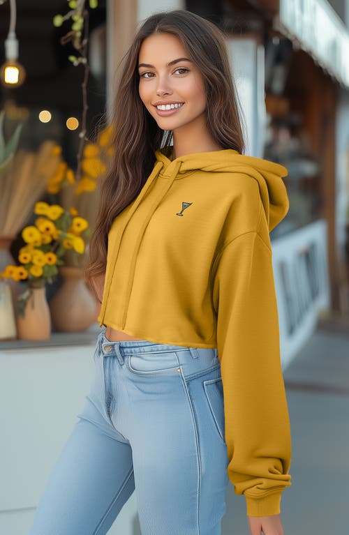 Dalix Martini Cropped Hoodie In Heather Mustard