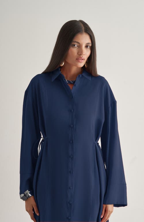 Mizalle Side-tie Tunic In Blue