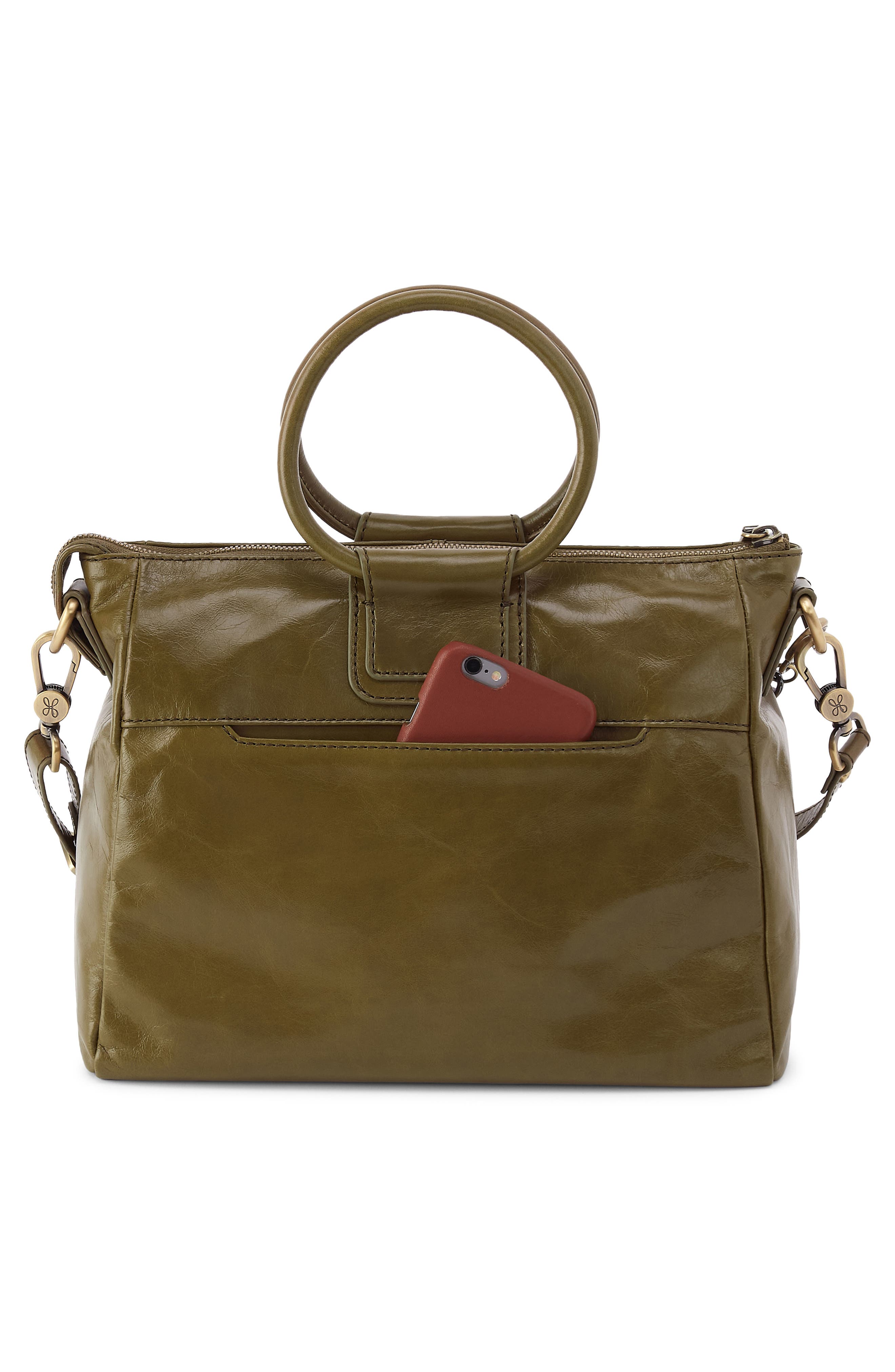 HOBO Medium Sheila Leather Satchel, Alternate, color, Olive Veil