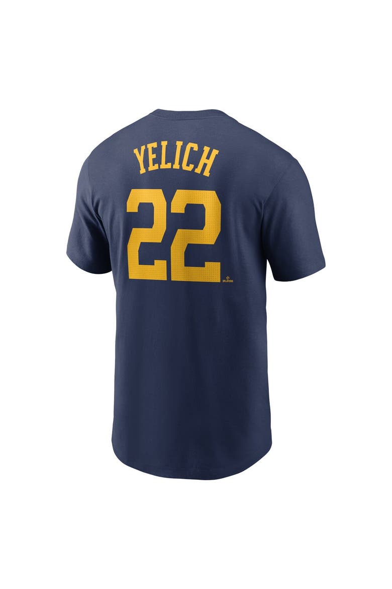 Men's Nike Christian Yelich Navy Milwaukee Brewers Fuse Name & Number T-Shirt, Alternate, color, Navy