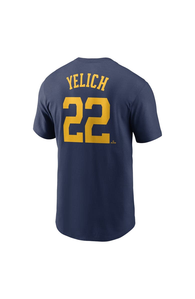 Nike Men's Nike Christian Yelich Navy Milwaukee Brewers Fuse Name & Number T-Shirt, Alternate, color, Navy