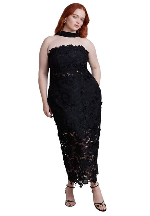 Strapless Lace Dress With Scarf