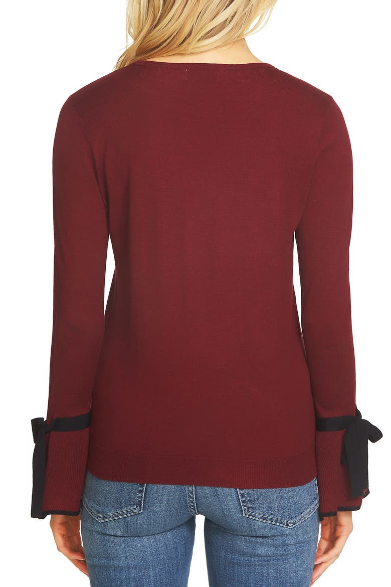 Bow Cuff Sweater, Alternate, color, ANTIQUE ROUGE