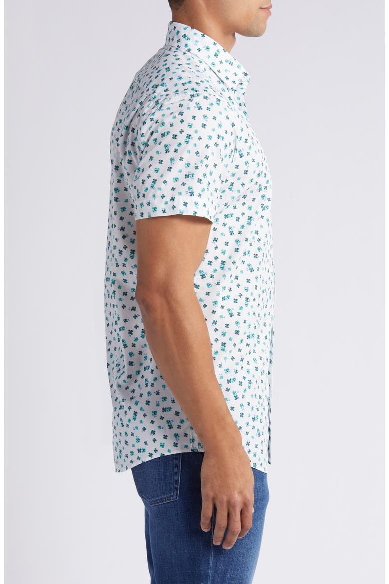 Woodhill Forest Short Sleeve Button-Up Shirt, Alternate, color, WHITE/ COBALT