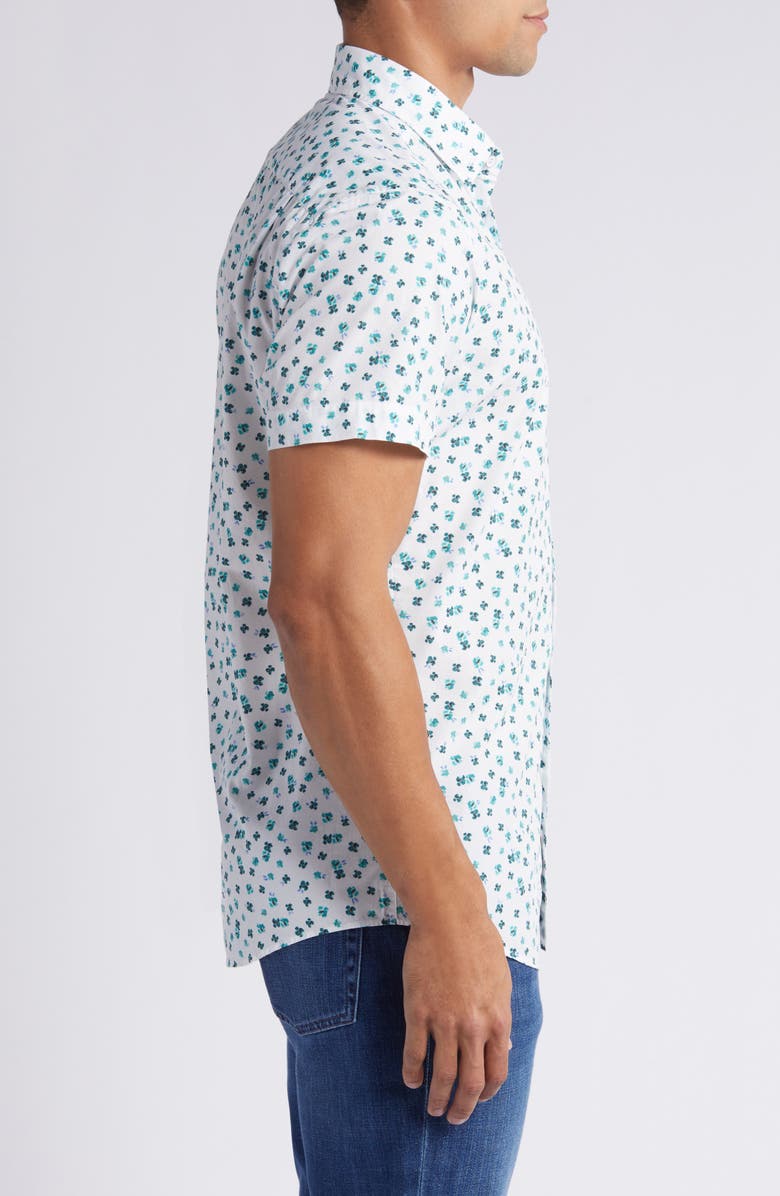 Rodd & Gunn Woodhill Forest Short Sleeve Button-Up Shirt, Alternate, color, White/ Cobalt