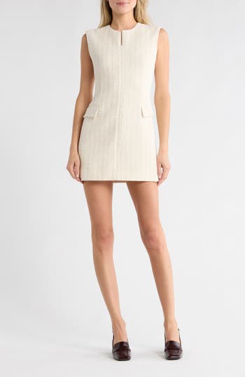 Rag & Bone Roslyn Tweed Shift Minidress In White