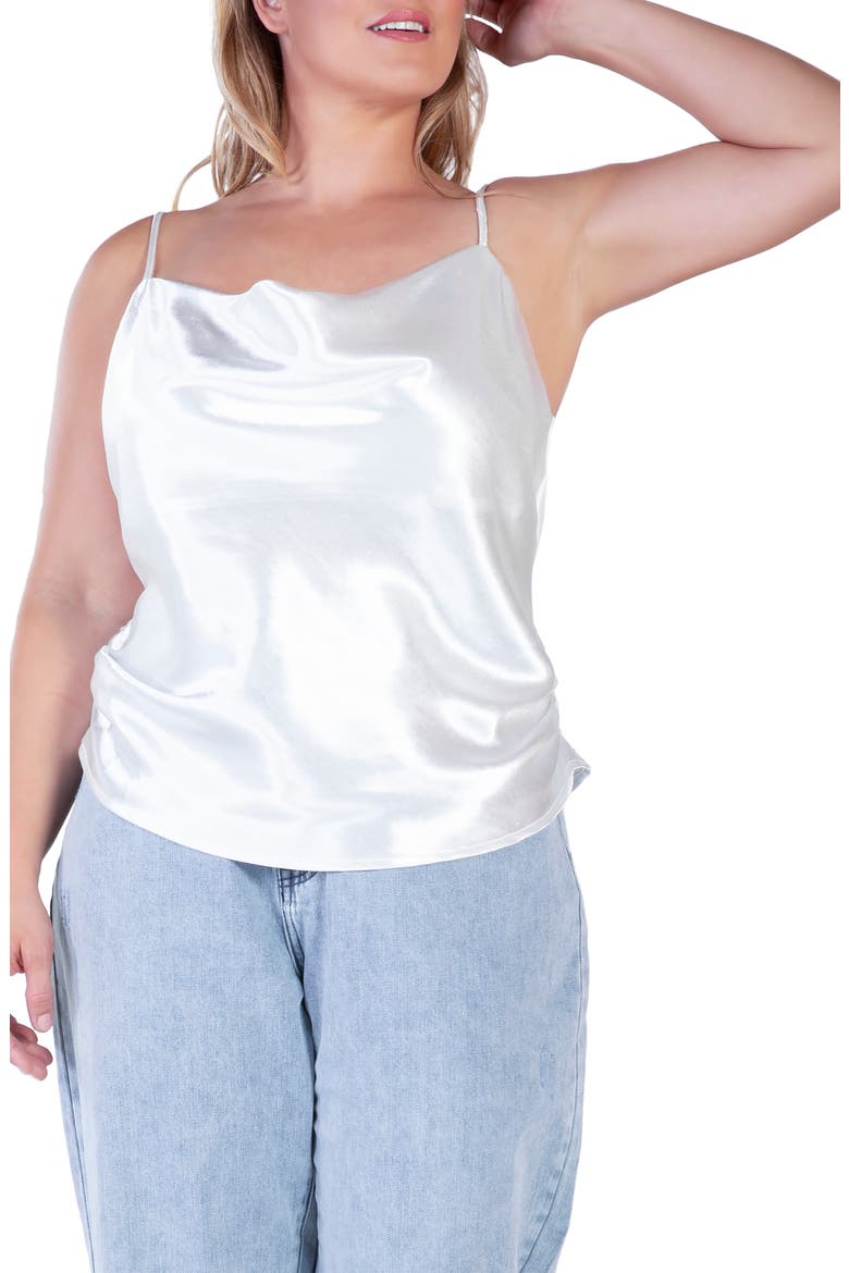 Cowl Neck Satin Camisole, Alternate, color, SILVER
