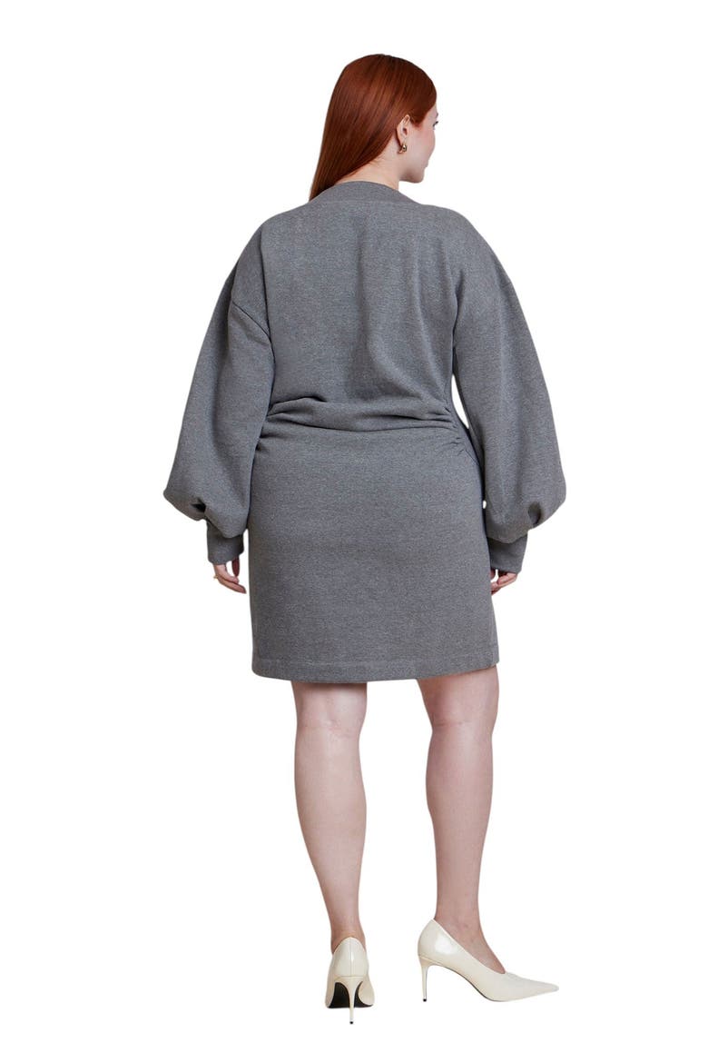 Shirred French Terry Mini Dress (plus), Alternate, color, HEATHERED CHARCOAL