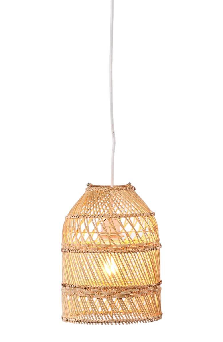 The Artisan & Company Small Bell Rattan Pendant Hanging Light, Main, color, Natural