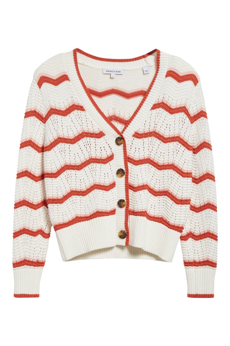 Ansonia Stripe Open Stitch Cardigan, Alternate, color, OFF WHITE PINK SHELL PERSIMMON