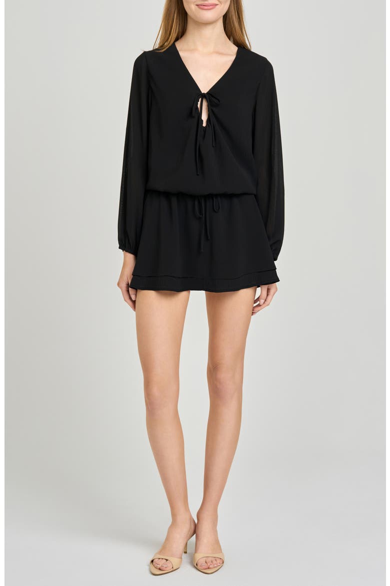 Nila Long Sleeve Minidress, Main, color, BLACK