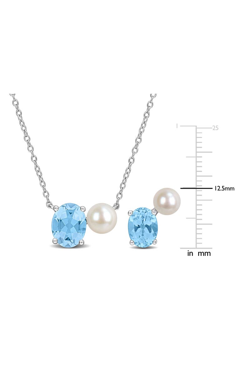 Blue Topaz & Freshwater Pearl Stud Earrings & Necklace Set, Alternate, color, BLUE MULTI