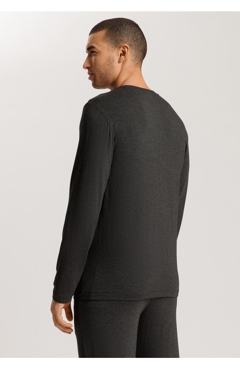 Hanro Casuals Long Sleeve V-Neck Top, Alternate, color, Caviar