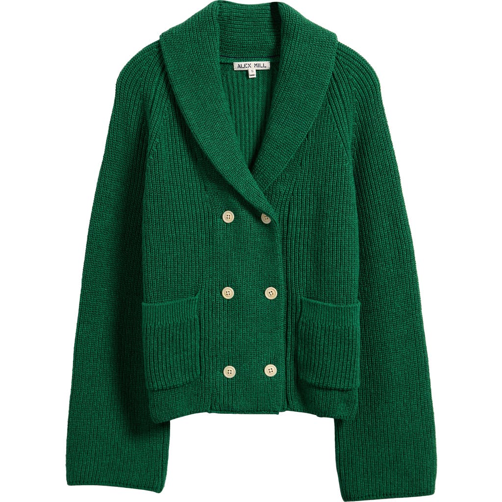 Alex Mill Marseille Double Breasted Cardigan In Verdant Green