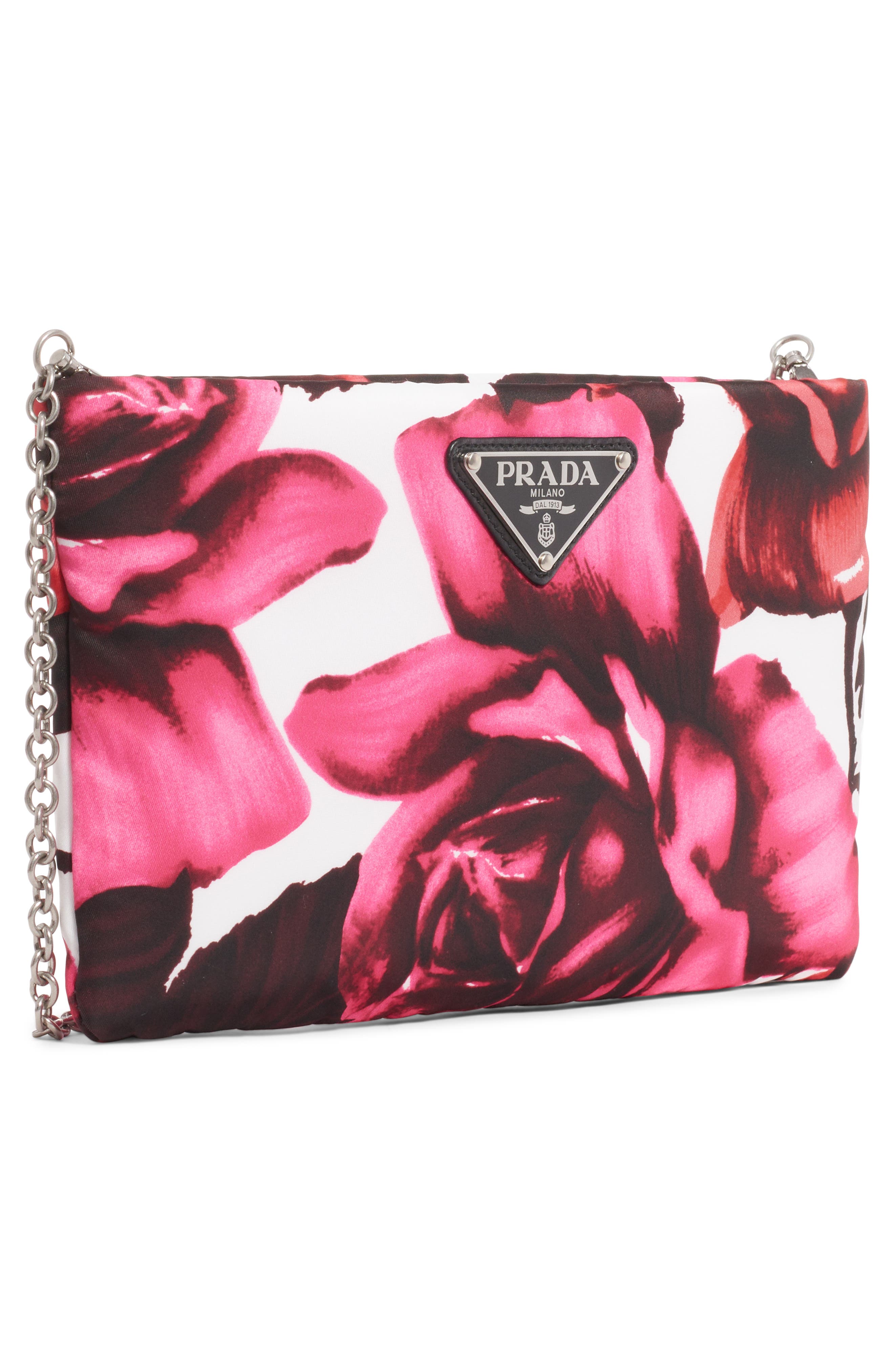 Prada Roses Nylon Shoulder Bag, Alternate, color, 