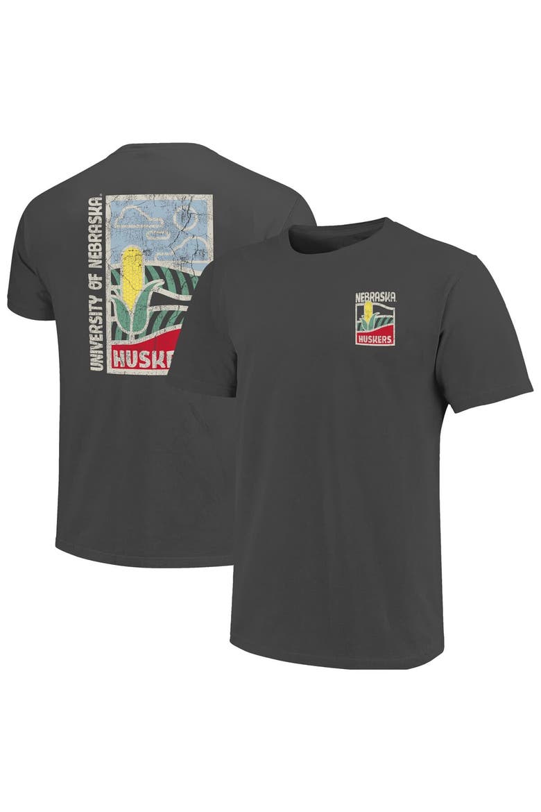 Men's  Graphite Nebraska Huskers Comfort Colors Minimal Vista Distressed Graphics T-Shirt, Main, color, Graphite