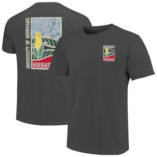 Image One Graphite Nebraska Huskers Comfort Colors Minimal Vista Distressed Graphics T-shirt