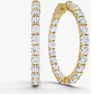 SEREIA OFFICIAL 14K Gold 5 ct Earrings Lucida Round Diamond Hoops
