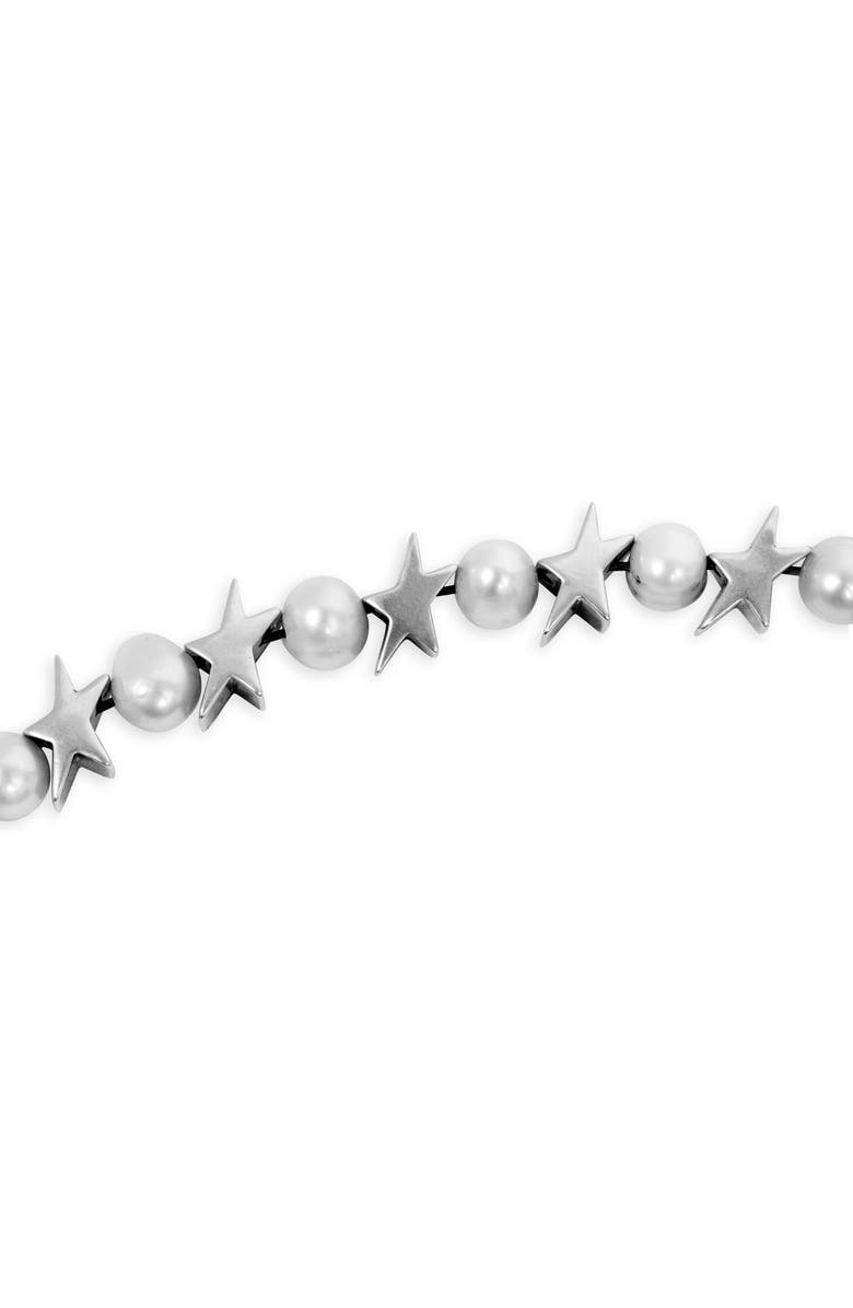 TWOJEYS Men's Freshwater Pearls Between Icons Necklace, Alternate, color, Silver