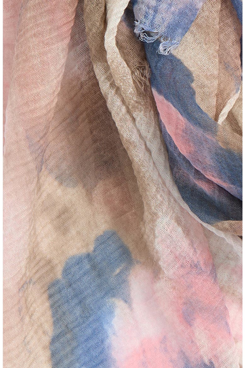 Sheer Floral Print Scarf, Alternate, color, BEIGE MULTI
