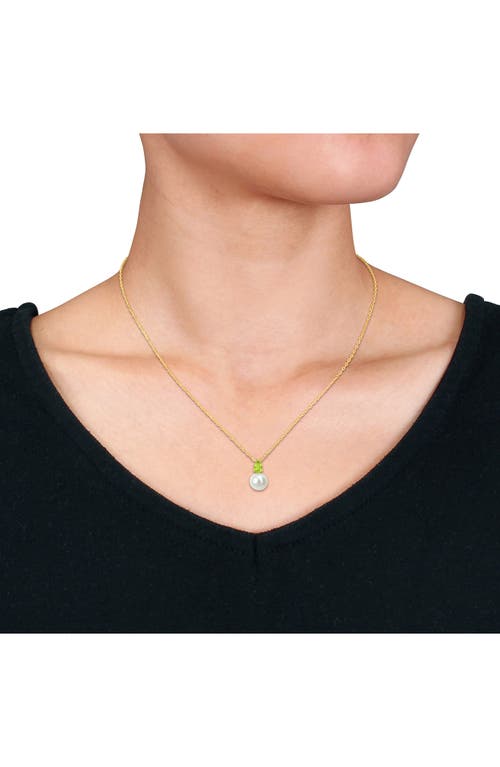 Delmar Peridot & Freshwater Pearl Stud Earrings & Pendant Necklace Set