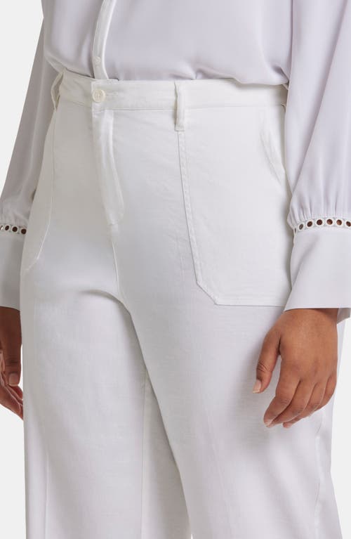 Nydj Crop Wide Leg Linen Blend Utility Pants In White