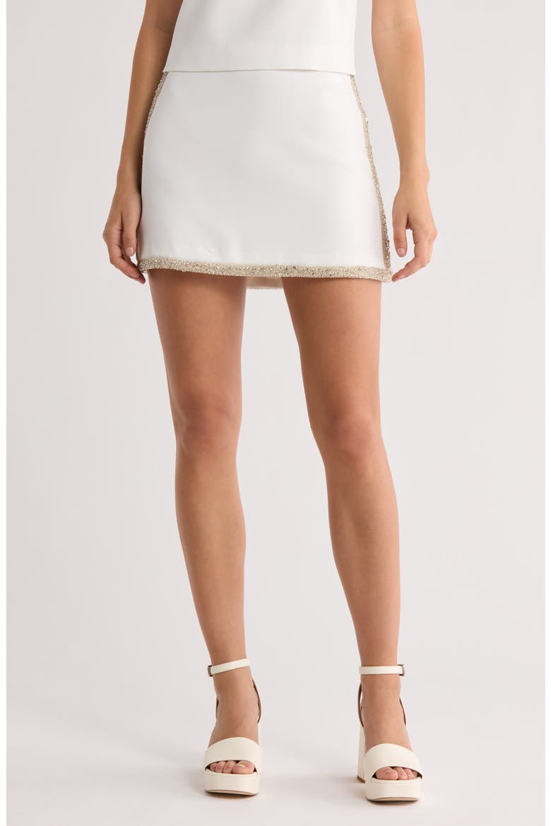 Riley Embellished A-Line Miniskirt, Main, color, OFF WHITE