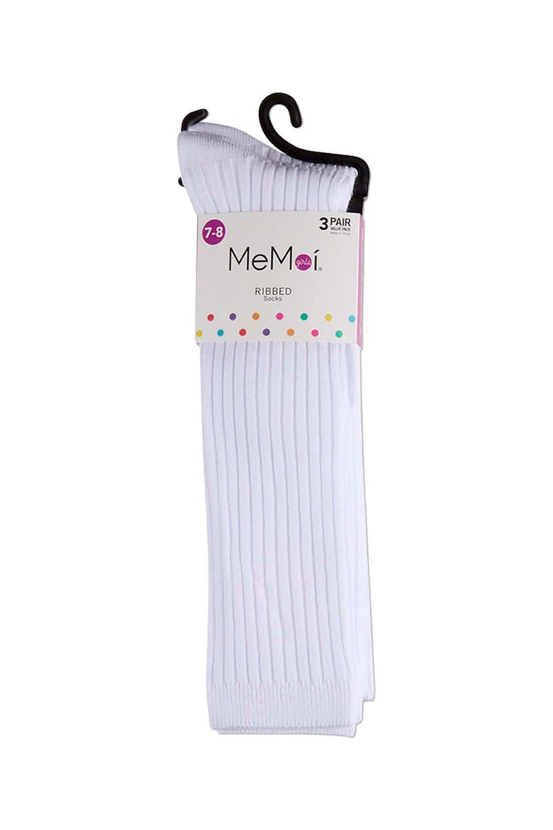 3 Pack Classic Ribbed Knee Socks, Alternate, color, White