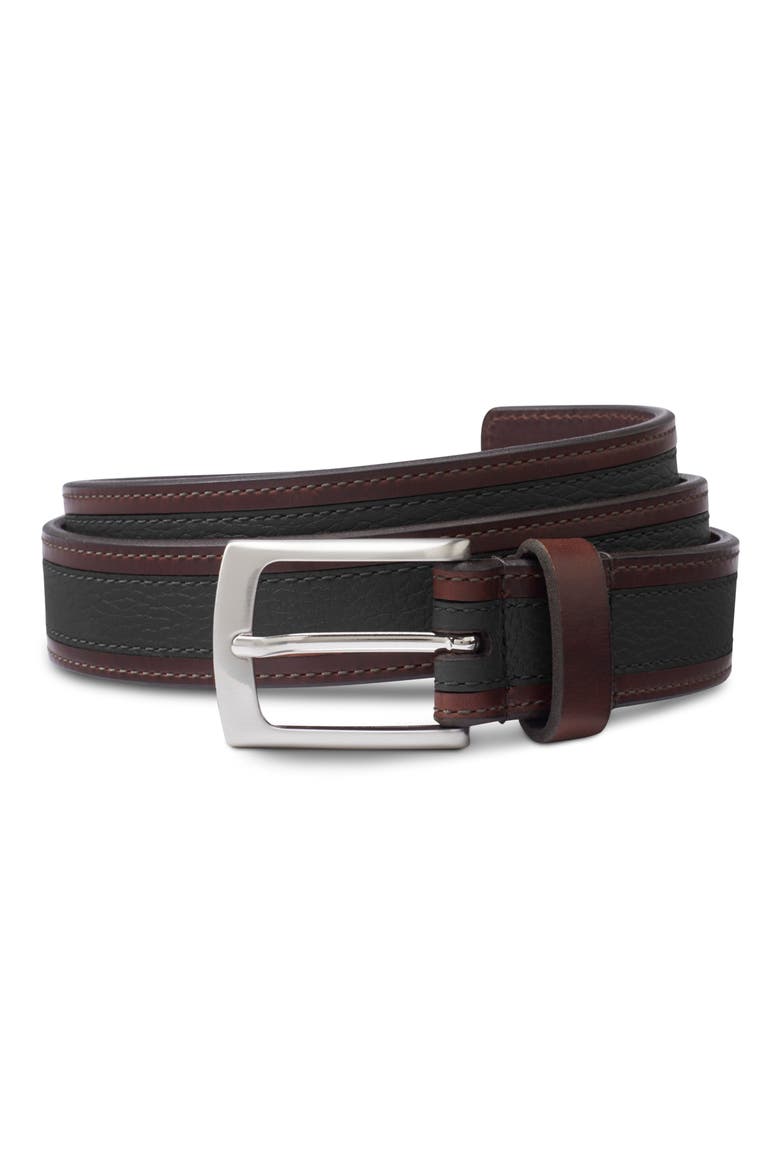 Nashua Street Leather Belt, Main, color, BLACK