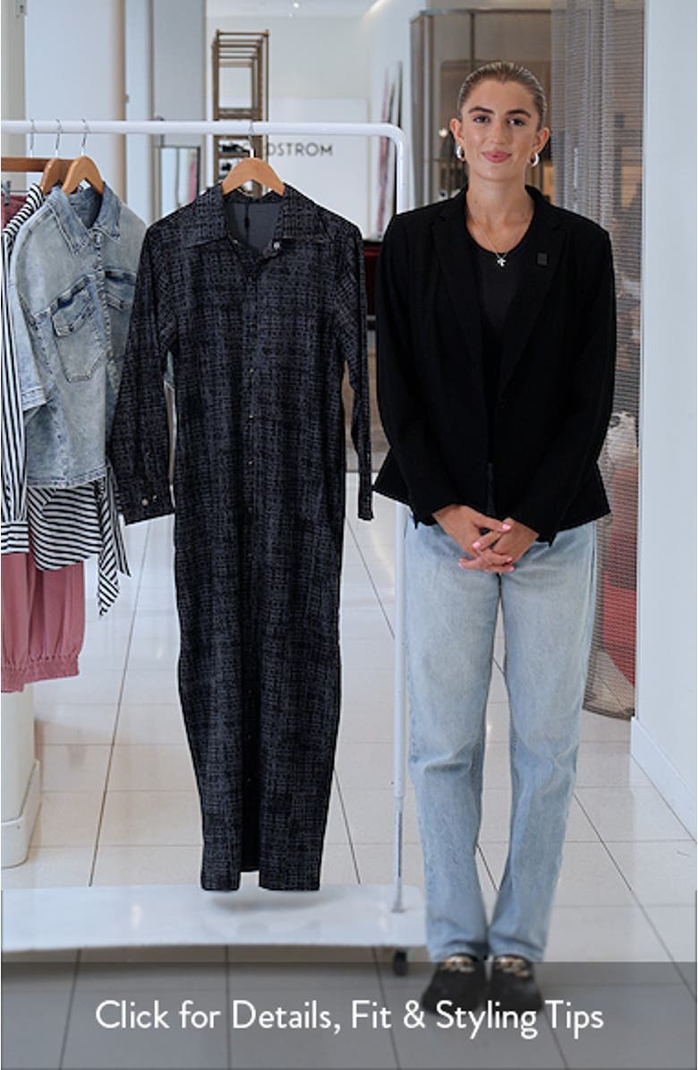 Bali Abstract Print Long Sleeve Double Slit Maxi Shirtdress, sales video thumbnail