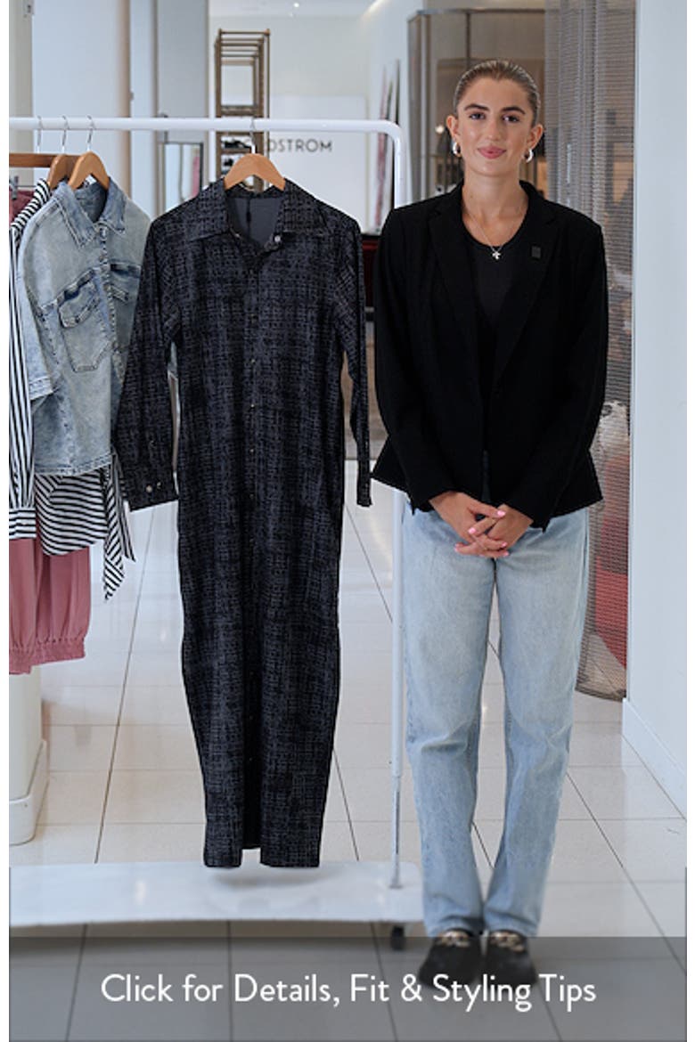 Bali Abstract Print Long Sleeve Double Slit Maxi Shirtdress video