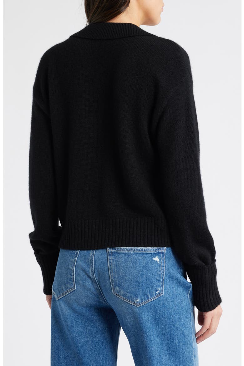 Maxie Cashmere Polo Sweater, Alternate, color, BLACK