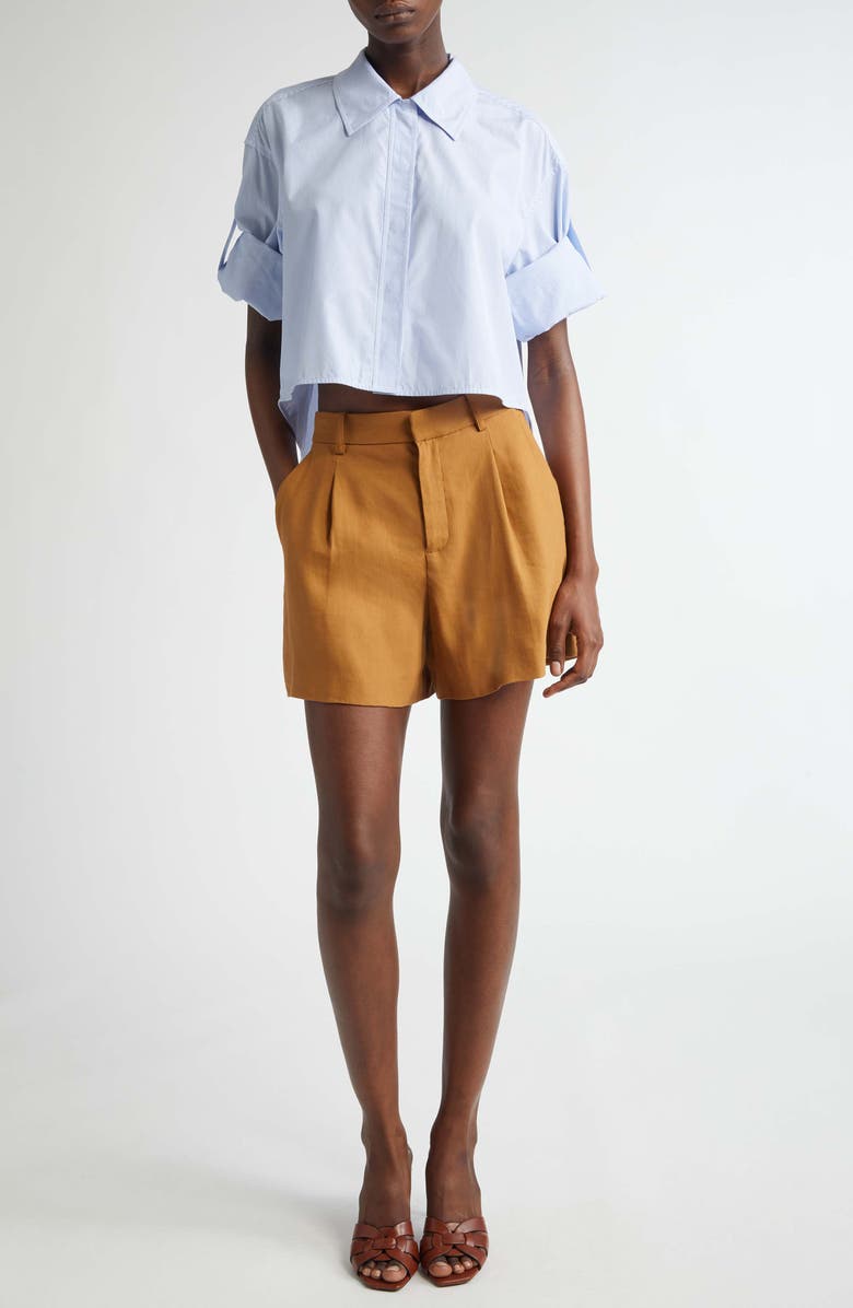 A.L.C. Maude Long Sleeve Roll Tab Crop Shirt, Alternate, color, Light Blue