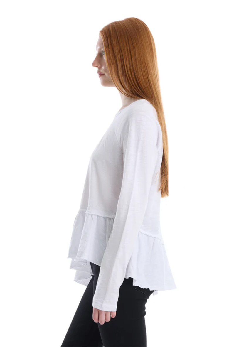 WILT Clothing Raglan Long Sleeve Asymmetric Peplum Hem Tee, Alternate, color, White