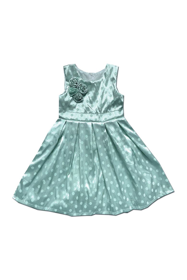 Kids' Satin Polka Dot Dress, Main, color, LIGHT/ PASTEL GREEN