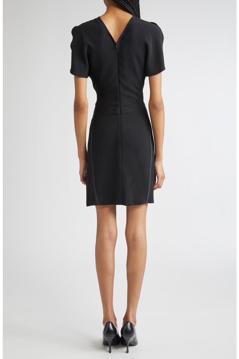 Gathered Waist Satin Minidress, Alternate, color, BLACK